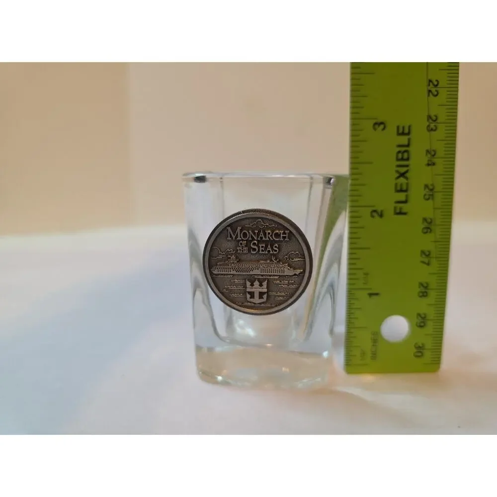 Monarch Of The Seas Shotglass Clear Glass And Pewter Square